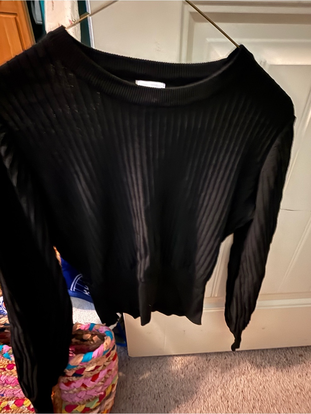 Hilary Macmillan Black Ribbed Long-Sleeve Women's Sweater